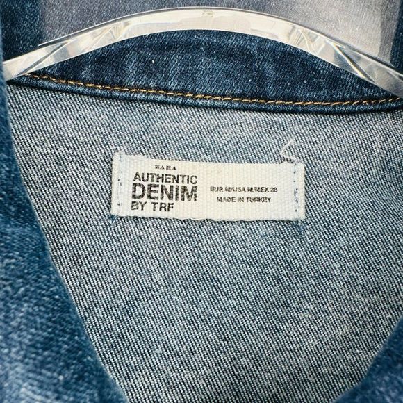 Zara TRF Size Medium Dark Wash Long Sleeve Button Down Denim Mini Dress - Picture 8 of 11